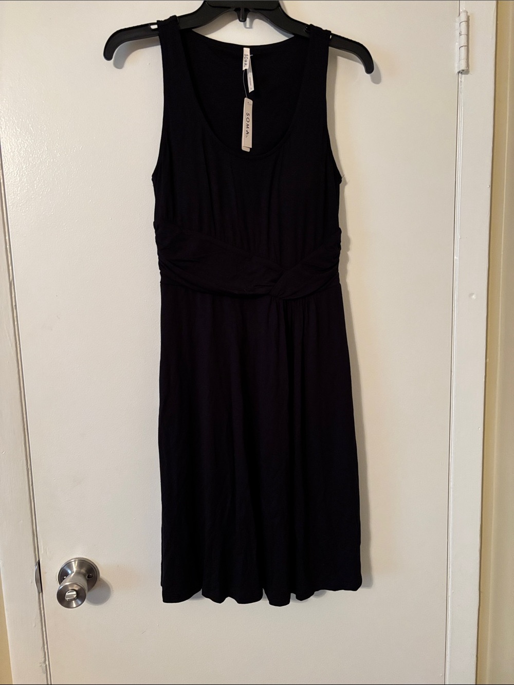Soma Black Sleeveless Knot-Waist Midi Dress